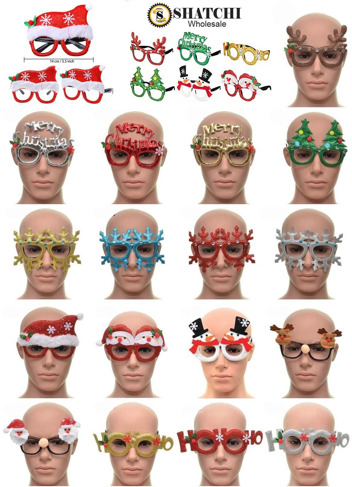 12Pcs Novelty Glitter Christmas Glasses To Wear - Xmas Glasses - Christmas Party Props Accessories For Kids