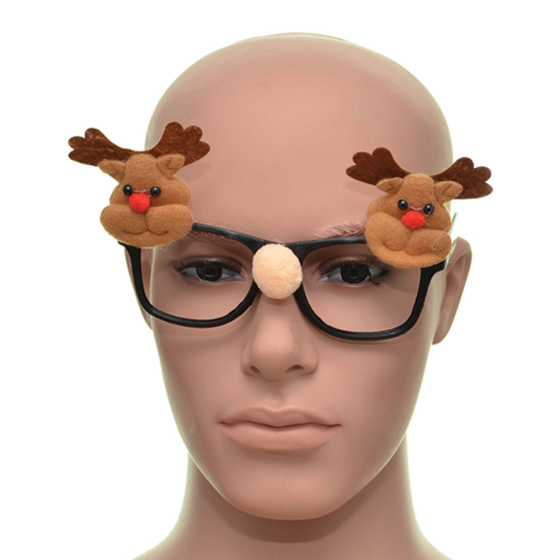 Christmas Glasses Reindeer One Size Specs Fancy Xmas Dress Novelty Sunglasses Party Accessories