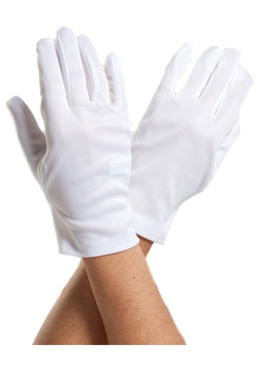 Ladies' And Men'S White Short Gloves - Captain, Clown, Magician, Fancy Dress, Santa Costume