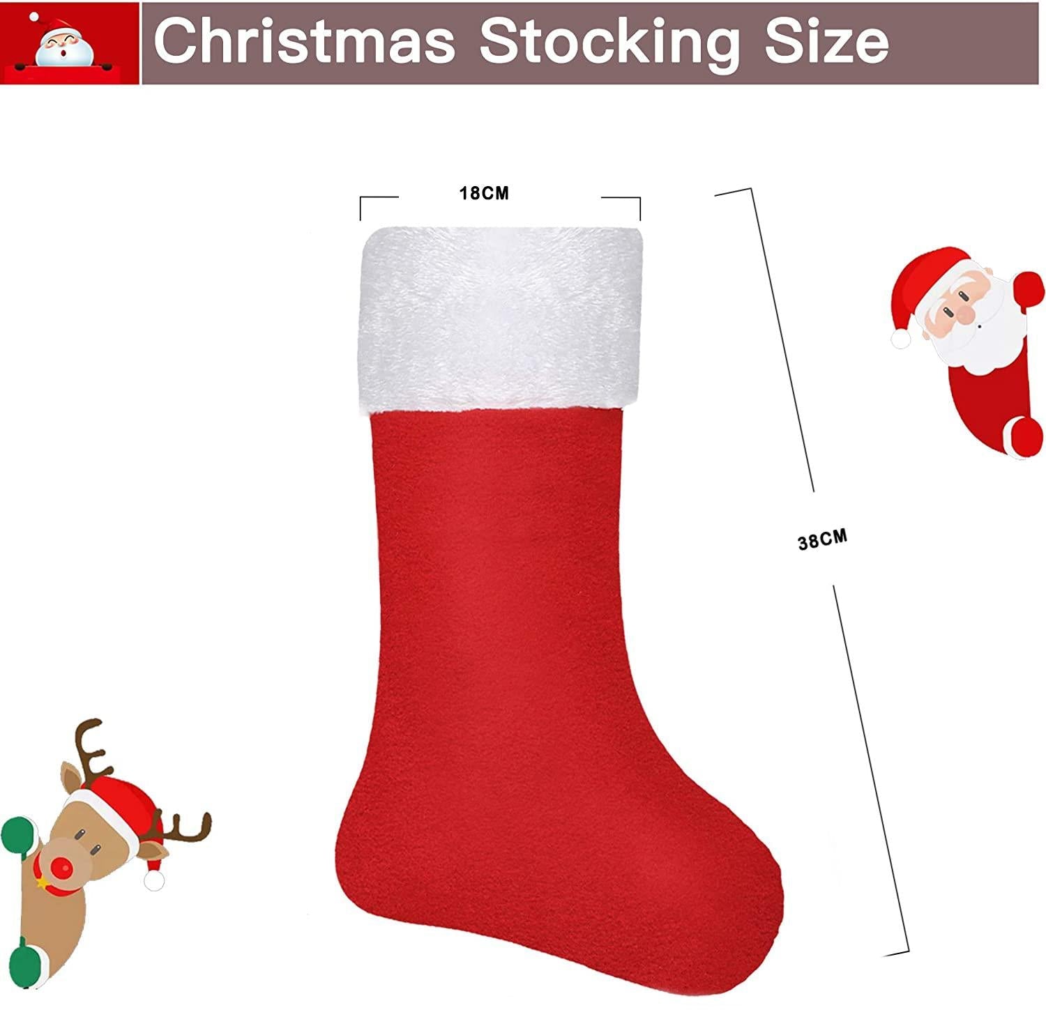 2 Red Father Christmas Santa Stocking Sacks Red Bags Gifts Present Xmas Toy 38cm