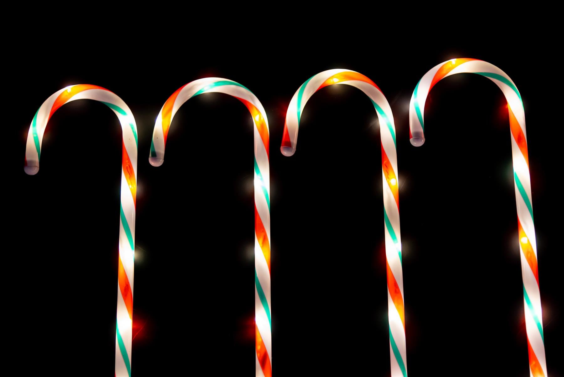 4Pcs Set Led Candy Cane Stake Red, White & Green Stripes 72Cm