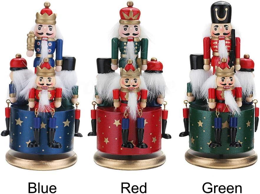 1 Wooden Nutcracker 20cm Music Box Clockwork Christmas Figurines Xmas Home Decor