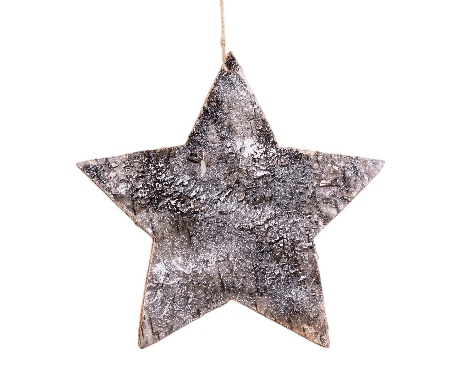 20cm Star Christmas Hanging Decoration Wooden Birch Bark Wall Door Xmas Ornament