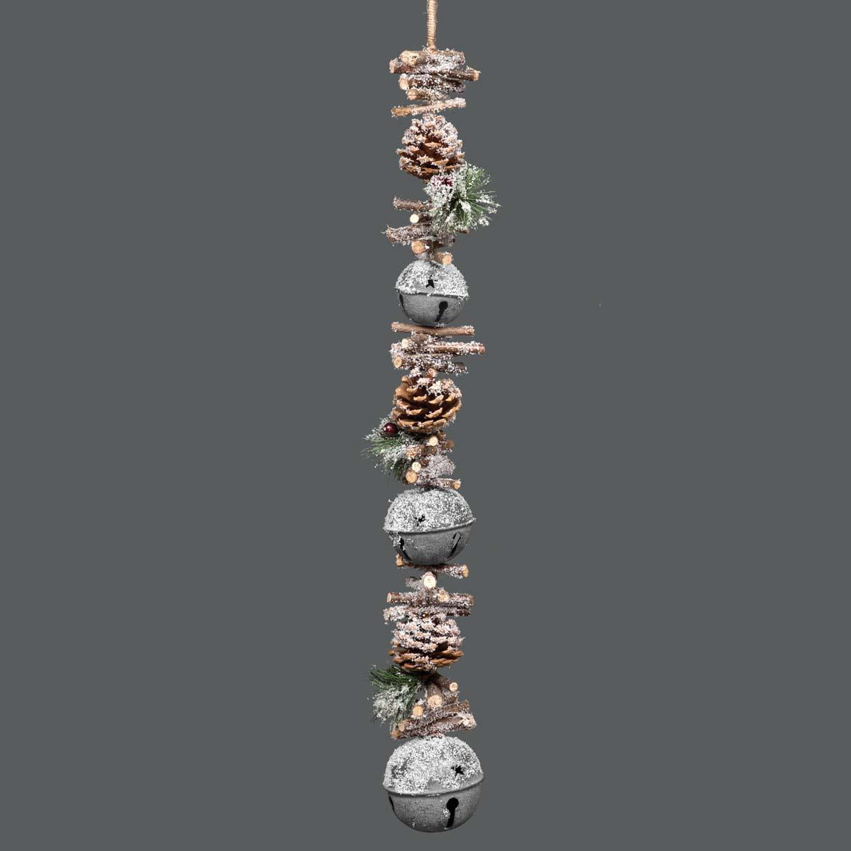 90Cm Garland Hanging Decoration With Silver Tripple Bells