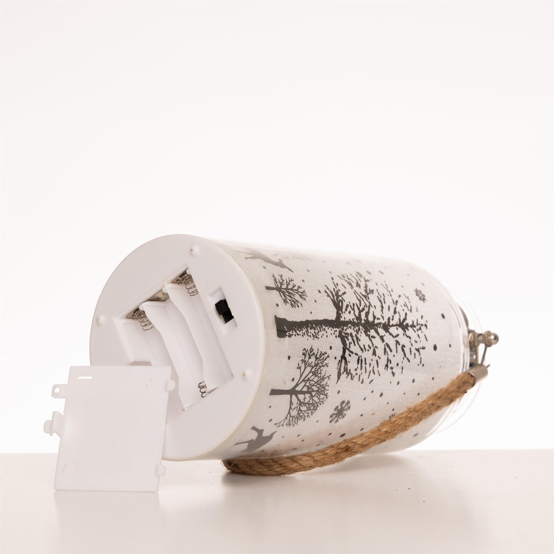 Christmas Jar Lamp Table Decoration Xmas Woodland Scene Lantern 23cm Decor UK