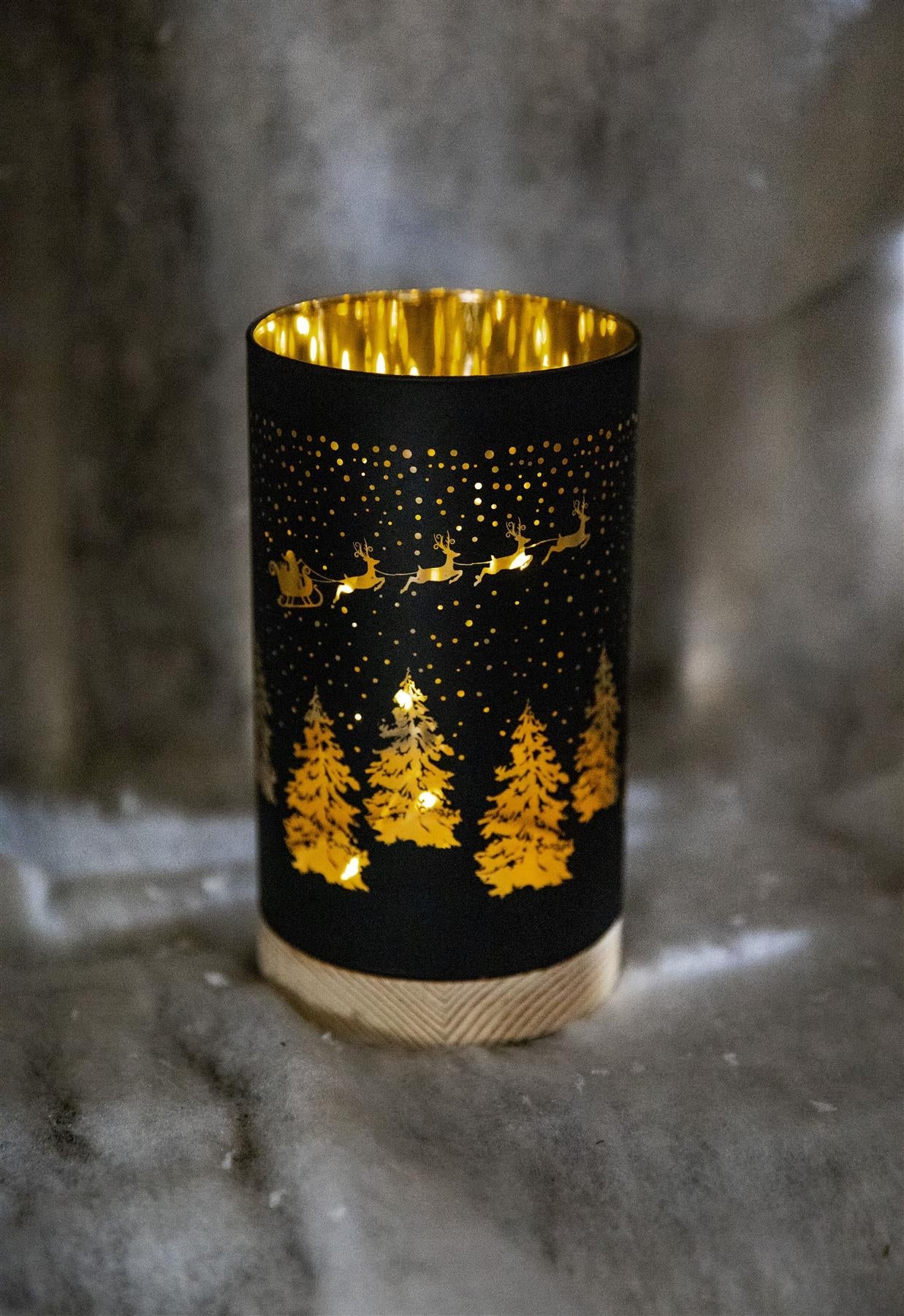 Xmas LED Lights Vase Lamp Santa Sleigh Scene 23cm Christmas Table Decoration UK