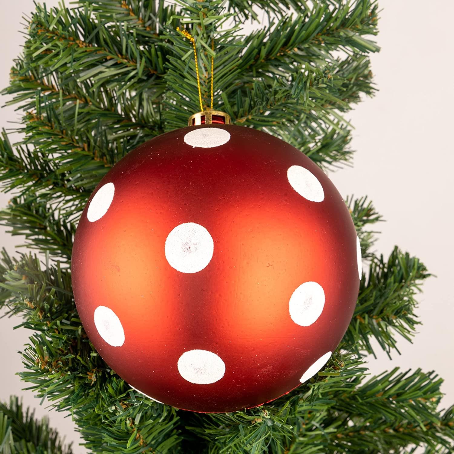 Baubles Red White Polka Dots 15Cm 3Pcs Pvc