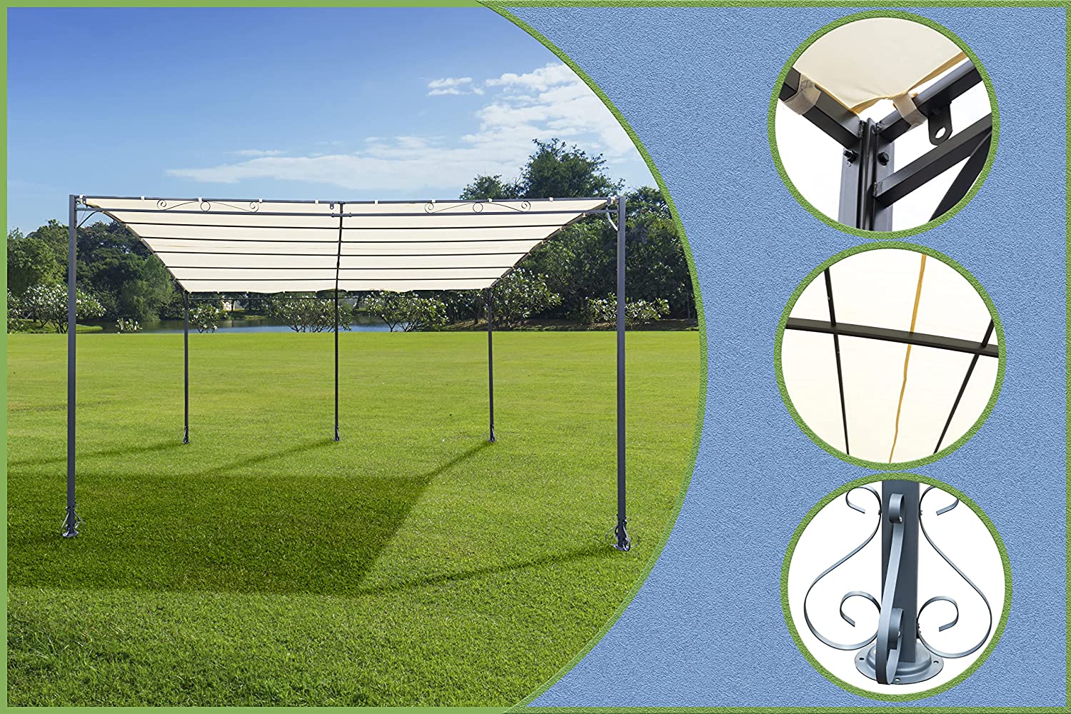 Pop up Gazebo Patio Tent 3x4x2.5m Heavy Duty Steel Frame Poles Top Roof Portable Waterproof Canopy Shelter Sunshade