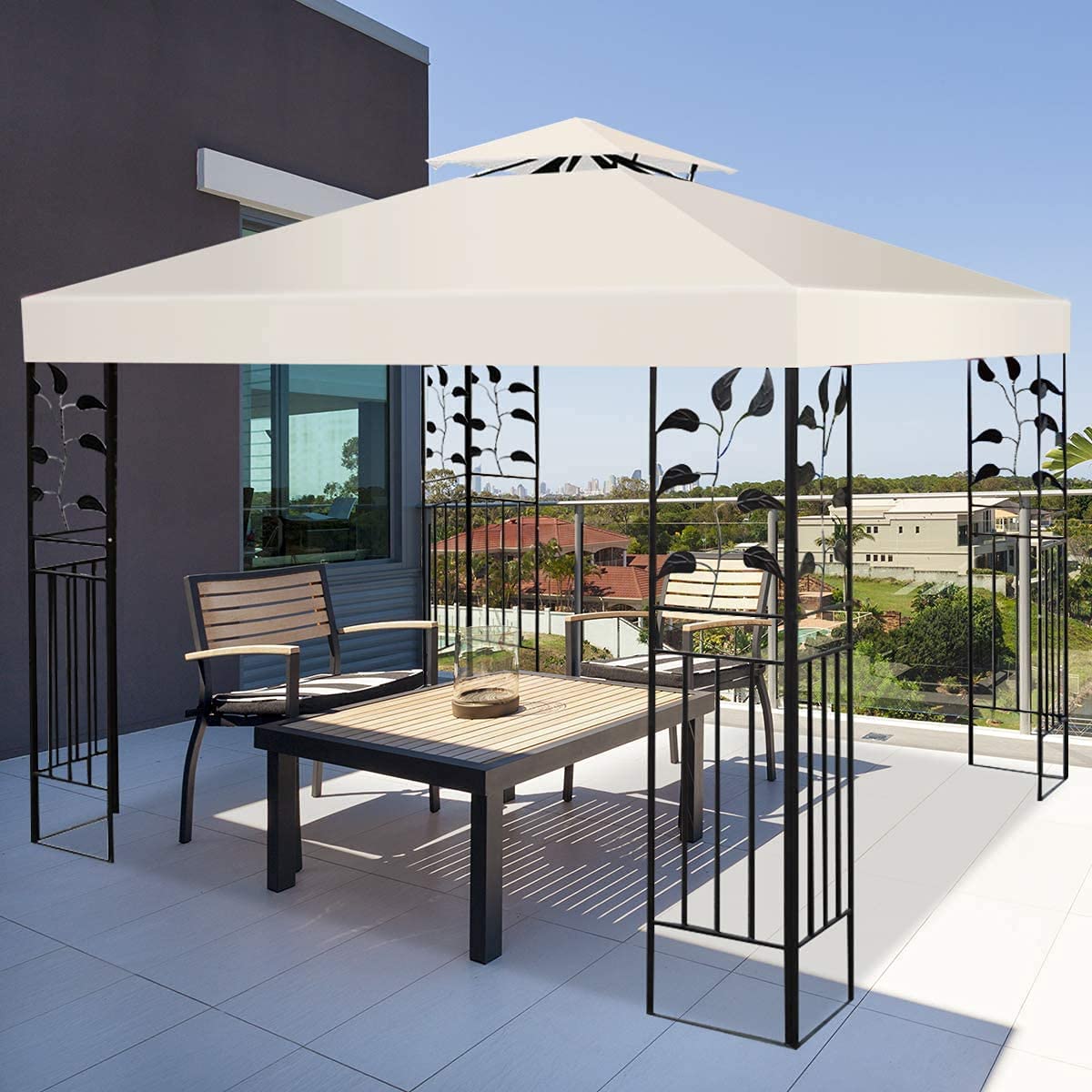 Pop up Bahamas Gazebo Patio Tent 3x3m Heavy Duty Steel Frame Poles Top Roof Portable Waterproof Canopy Shelter Sunshade