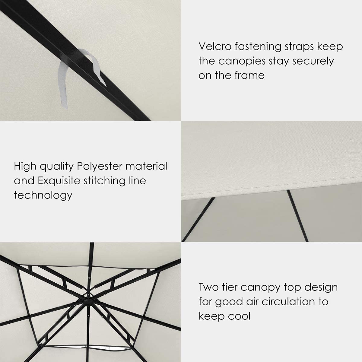Pop up Bahamas Gazebo Patio Tent 3x3m Heavy Duty Steel Frame Poles Top Roof Portable Waterproof Canopy Shelter Sunshade