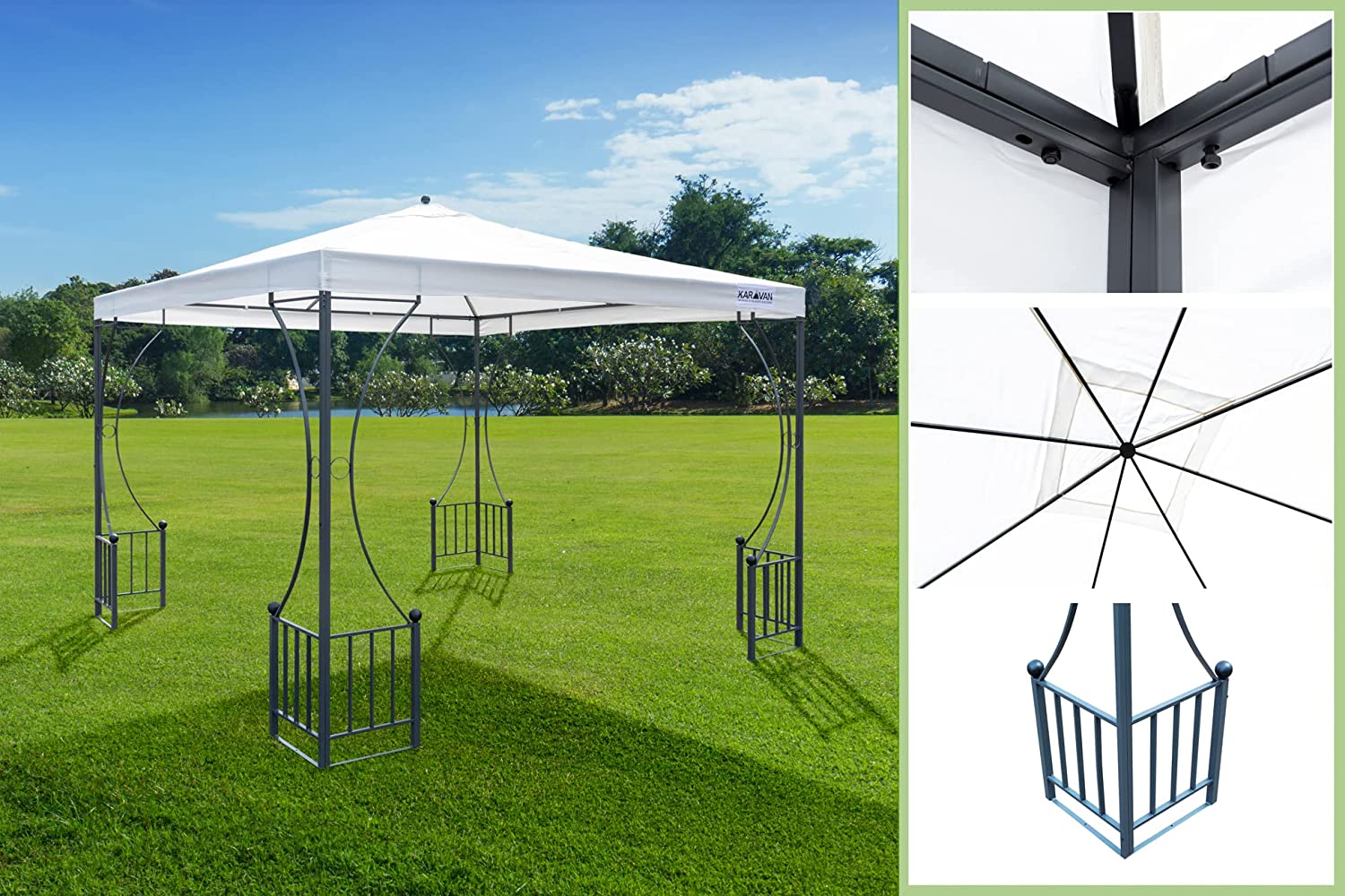 Pop up Bermuda Gazebo Patio Tent 3x3m Heavy Duty Steel Frame Poles Top Roof Portable Waterproof Canopy Shelter Sunshade