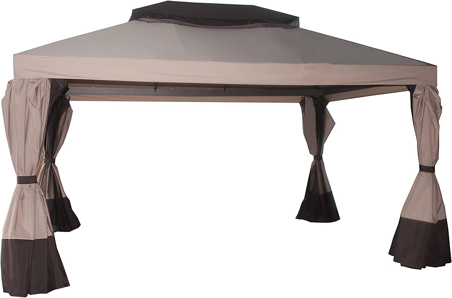 Pop up Dark Beige Gazebo Patio Tent 3x4x2.8m Heavy Duty Aluminium Poles With 4 Side Walls Top Roof Portable Waterproof Canopy Shelter Sunshade
