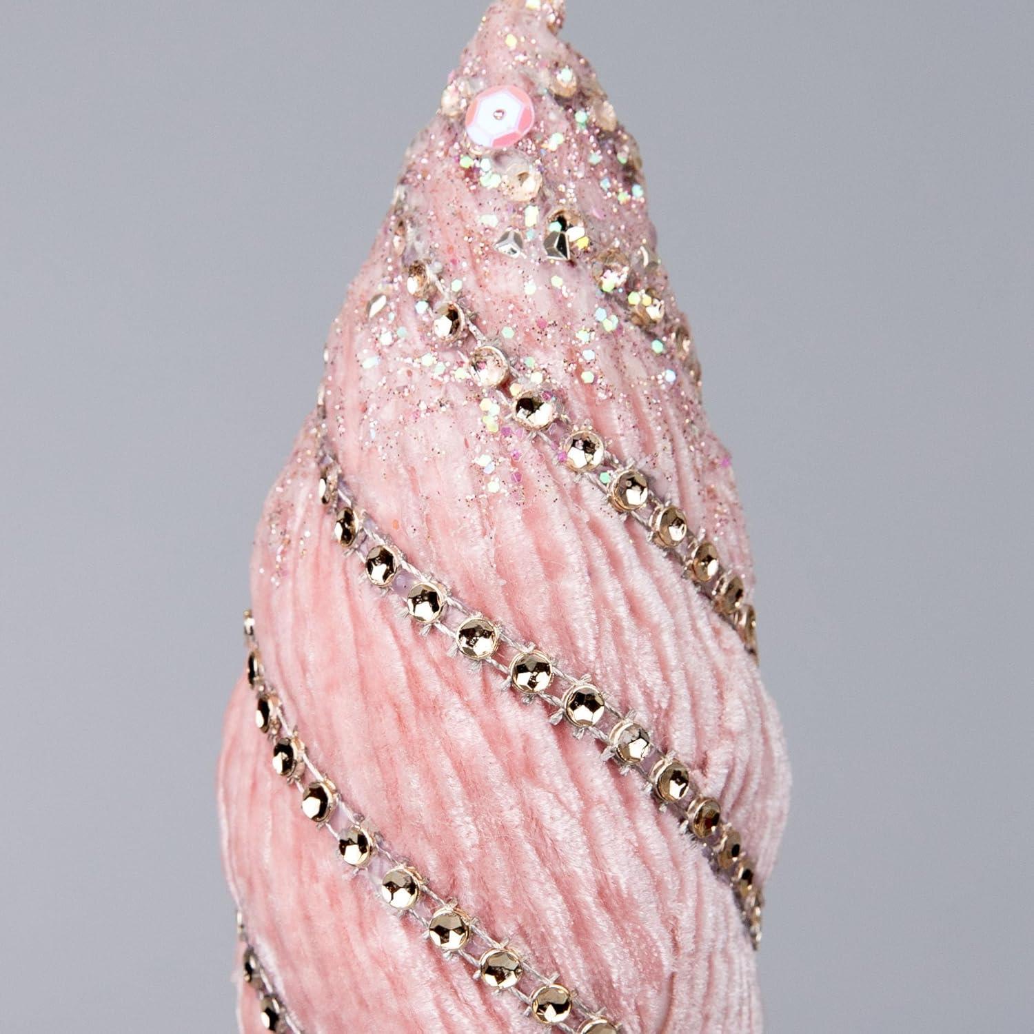 15Cm Nut Shape Bauble Baby Pink - 3Pcs Christmas Hanging Decorations