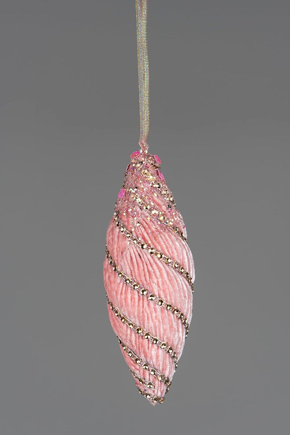 15Cm Nut Shape Bauble Baby Pink - 3Pcs Christmas Hanging Decorations