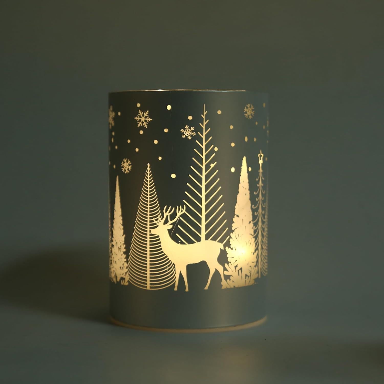 17Cm Christmas Decorated Vase Led Silver Glass Vase / Forest