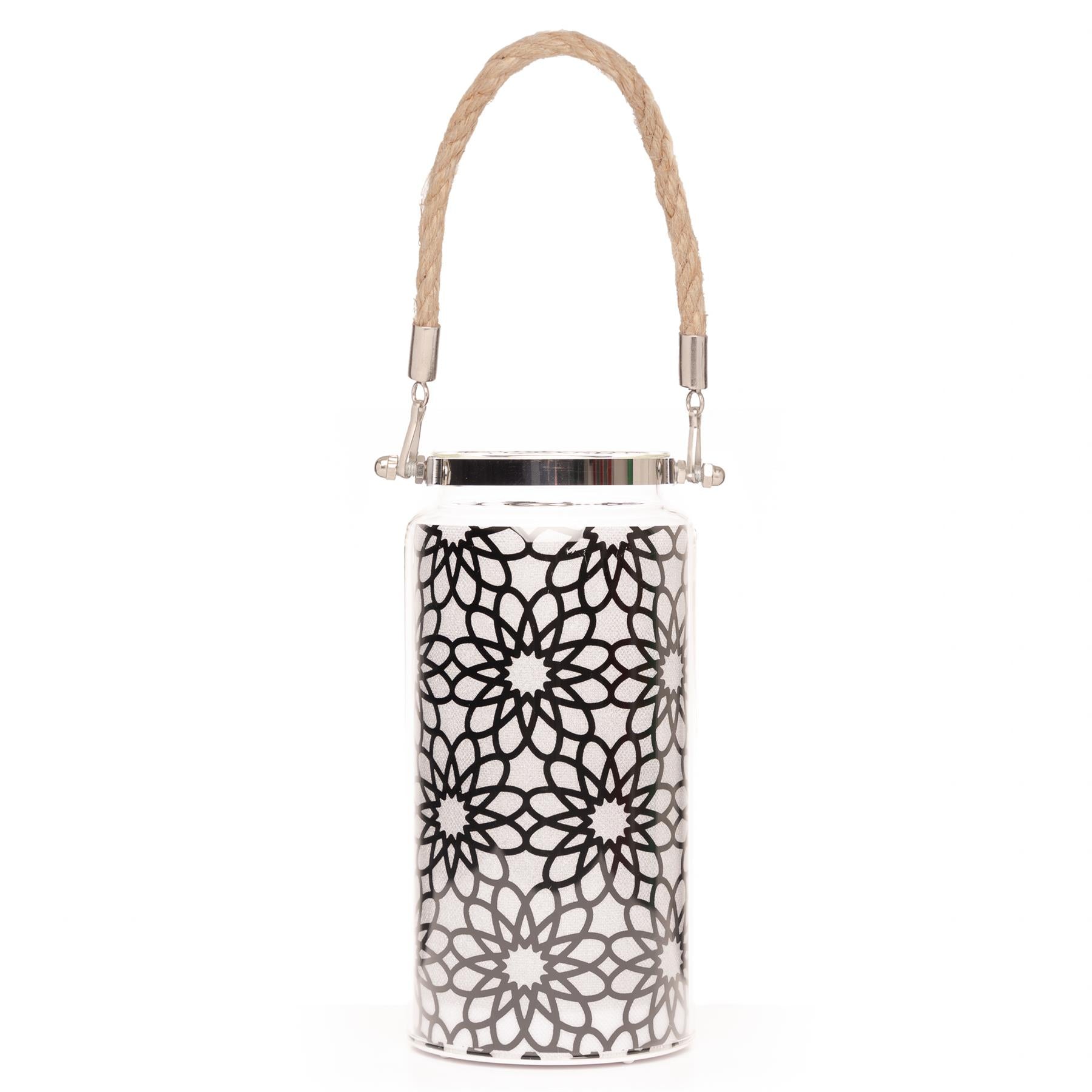 20Cm Christmas Decorated Jar Table Flowers Design Black Lantern