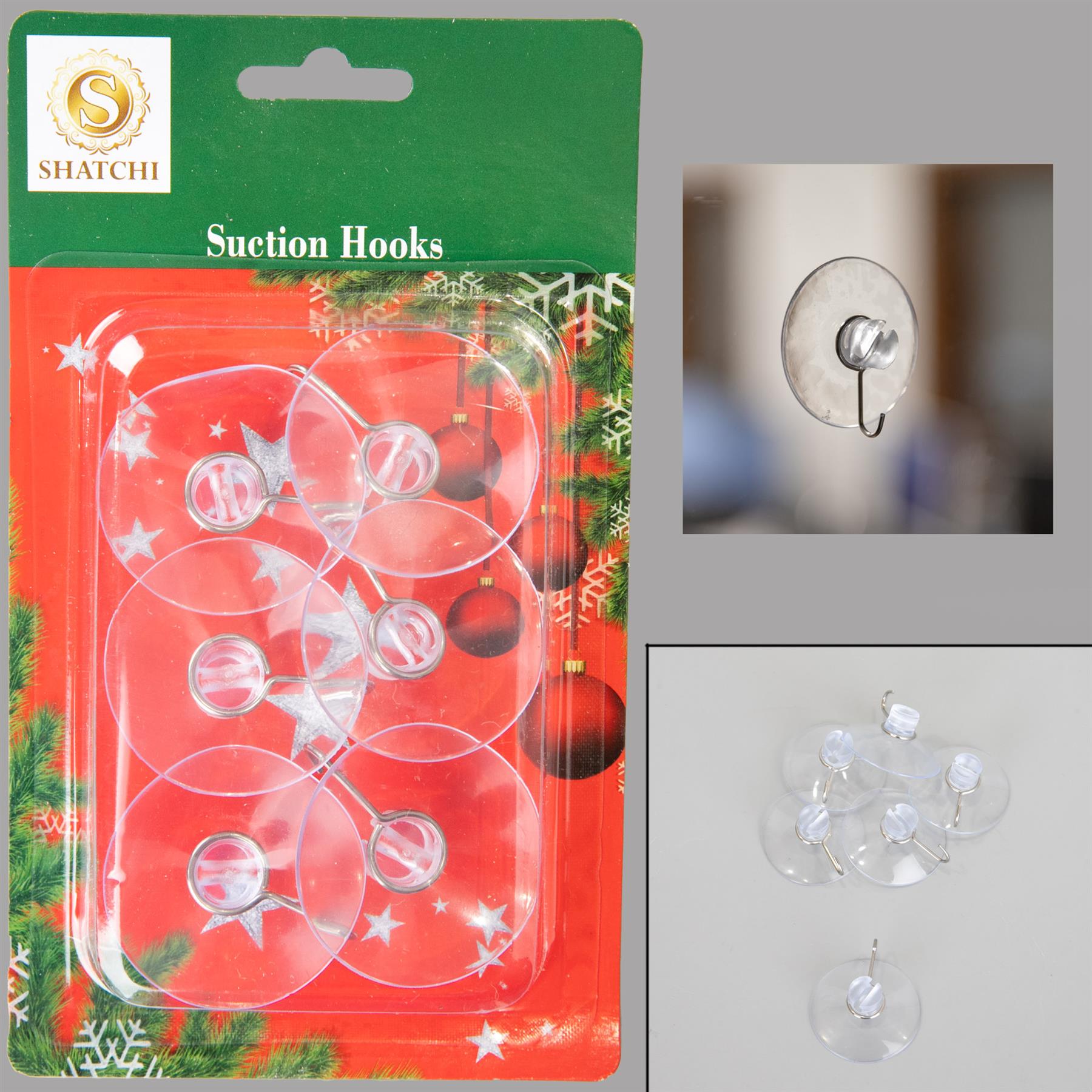 6Pcs Suction Cups Metal Hooks 4.3Cm
