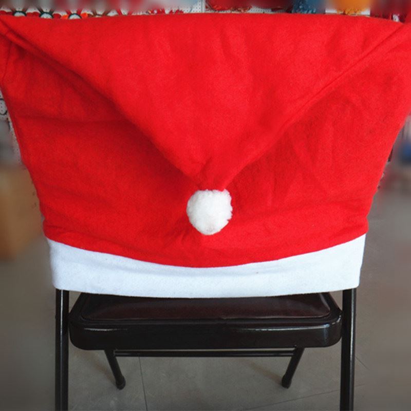 30Pcs Christmas Chair Cover Santa Hat Xmas Party Dinner Seat Cover Xmas D???Cor