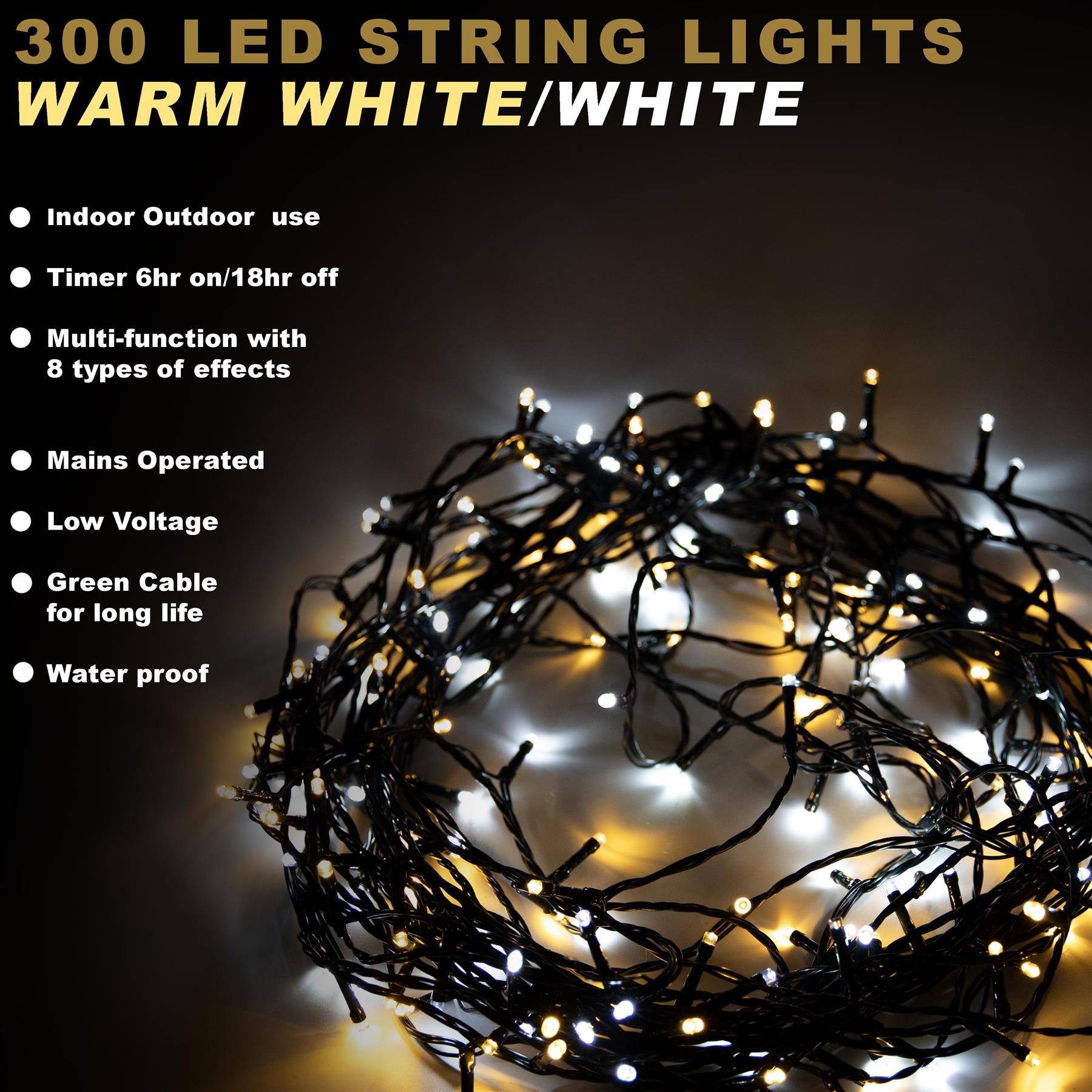 300LED Lights Christmas String Multifunction Mains Operated Xmas Tree Home Decor