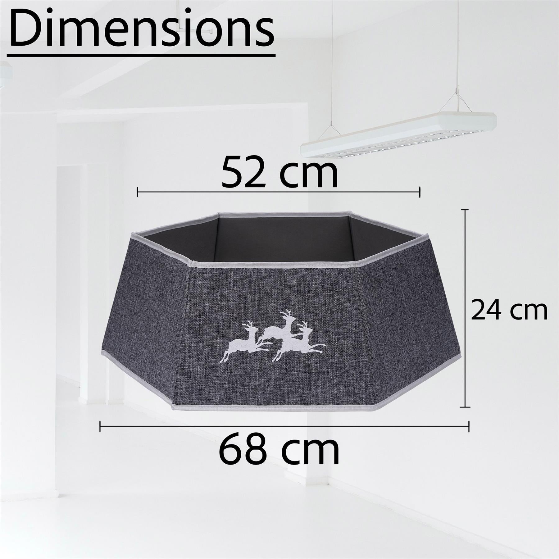 Grey Hexagon Christmas Tree Collar Fabric - Size: Bottom Dia 26.8Inch, Top Dia 20.75Inch,Height 9.8 Inch