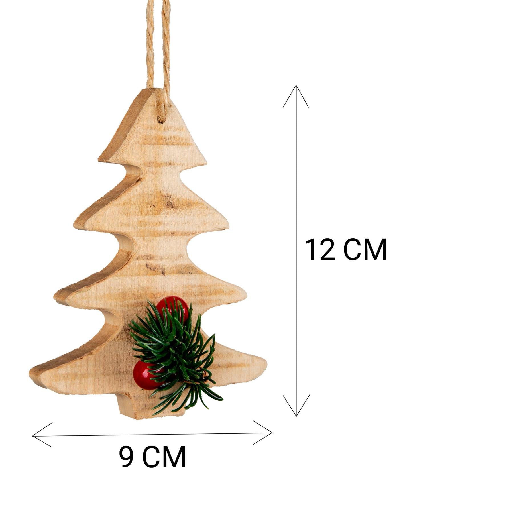 4Pcs Wooden Craft Assorted Shapes - Heart,Tree,Star,Reindeer- Christmas Tree Hanging Decorations