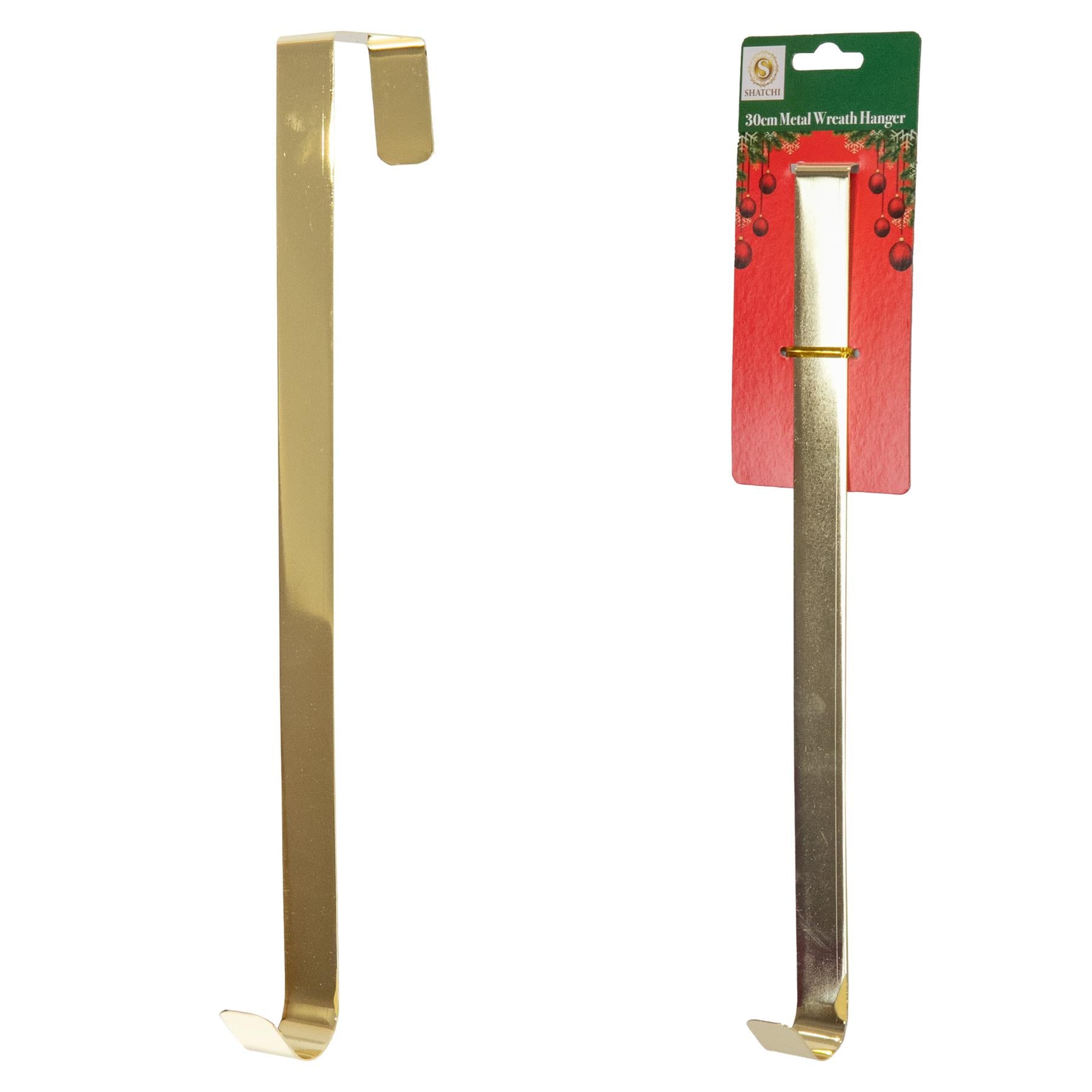 1X Christmas Wreath Hanger Door Hook Gold Metal Holder 30cm Xmas Hanging Decor