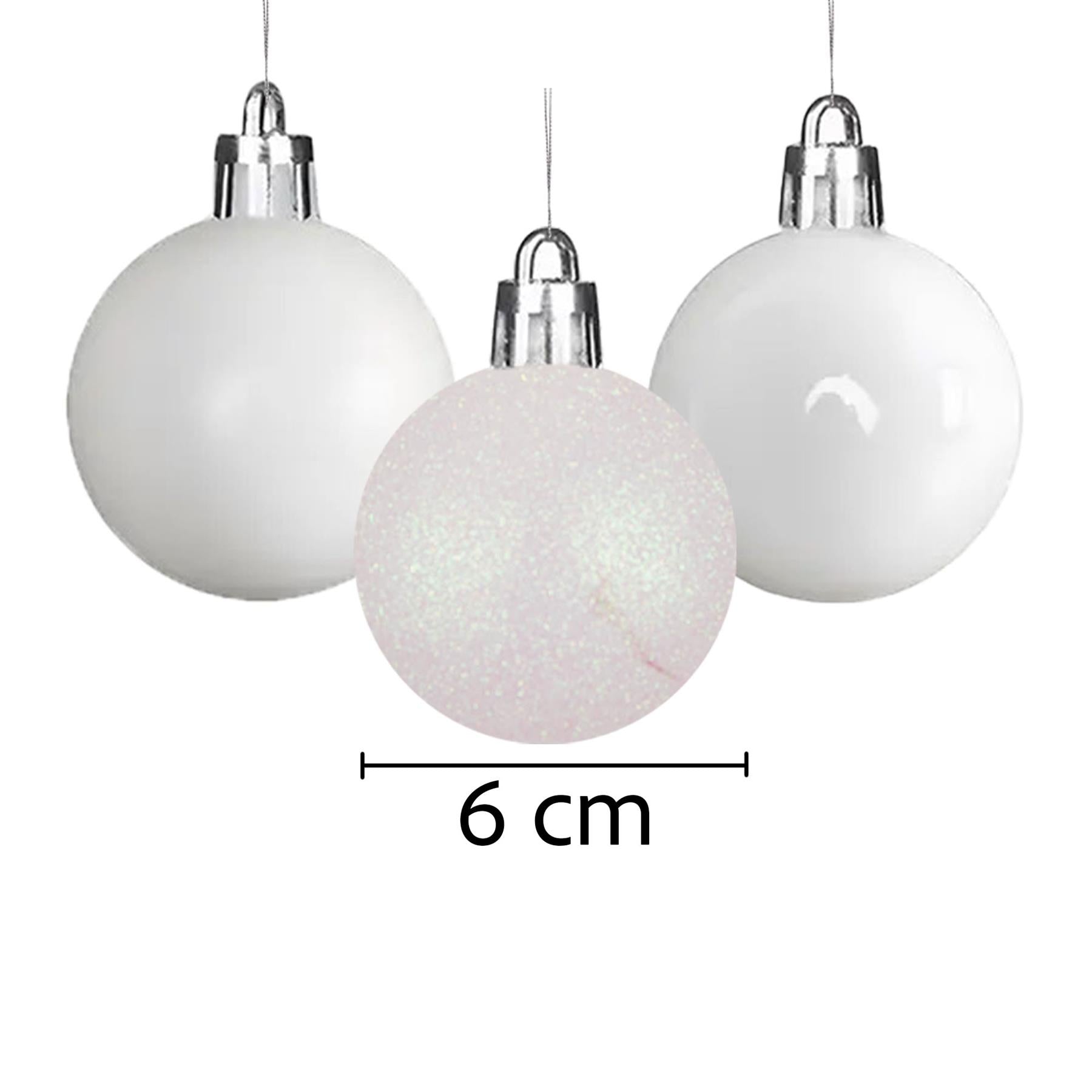 Baubles White 6Cm 6Pcs Set Pvc