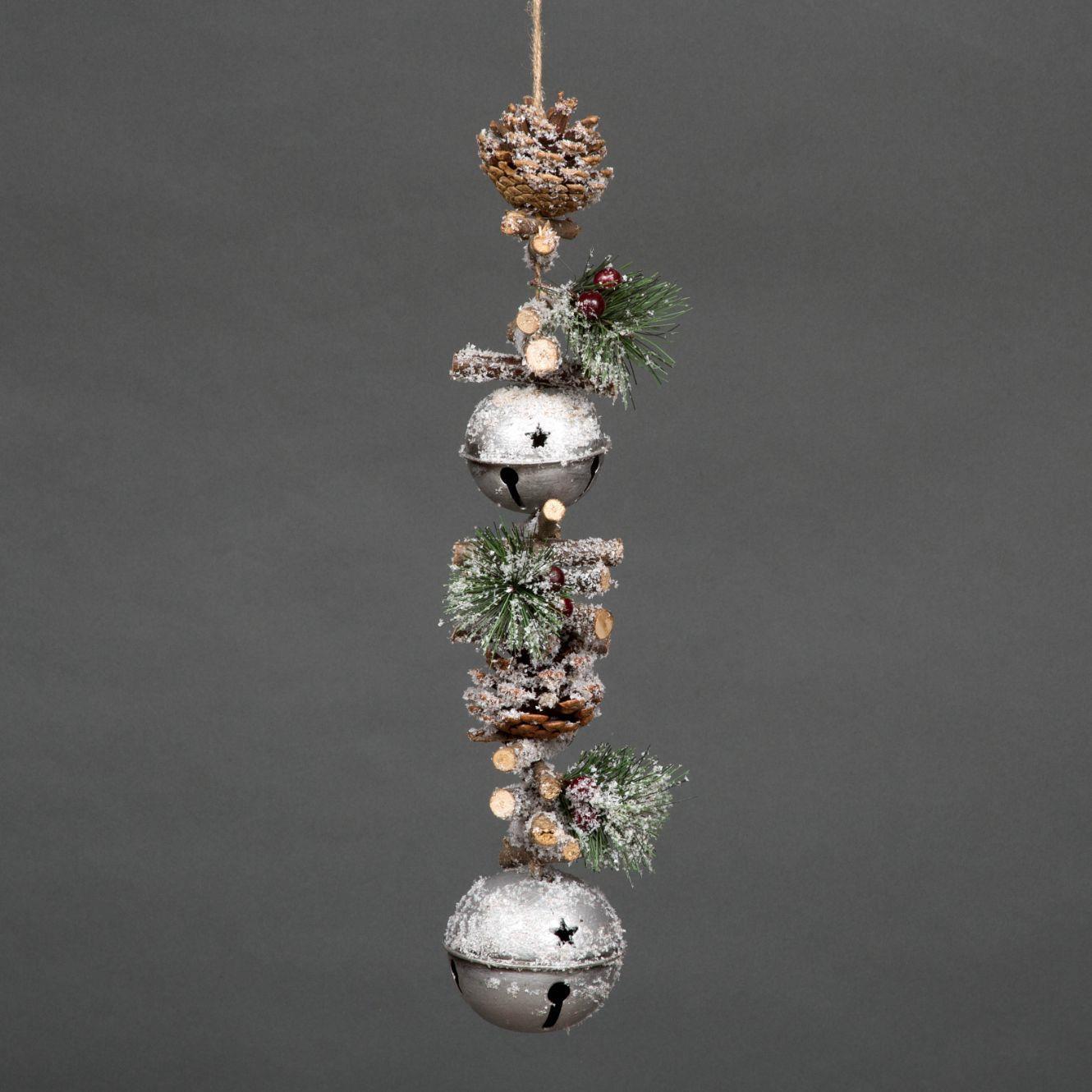 50Cm Garland Hanging Decoration With Silver Double Bells