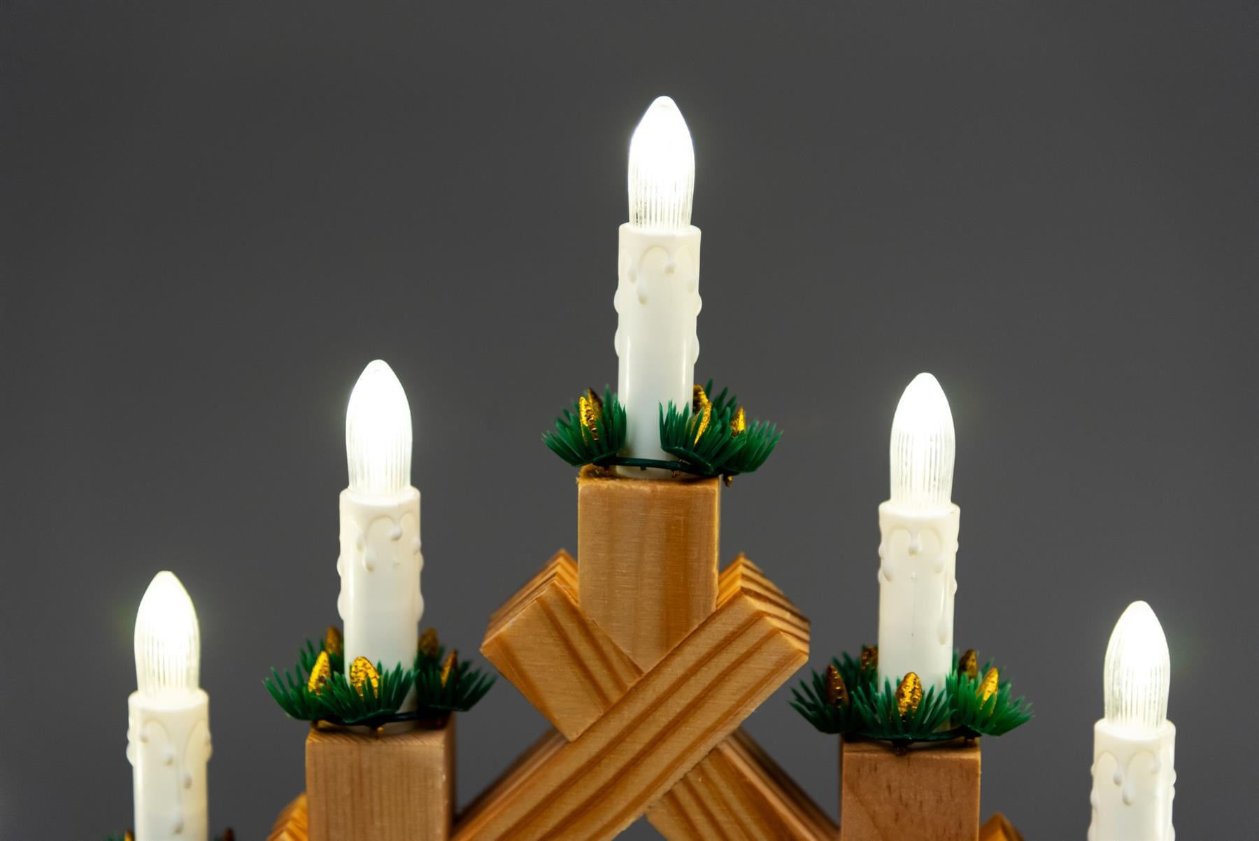Wooden Candle Bridge Light 7 Bulb Window Xmas Christmas Decoration Arch Decor