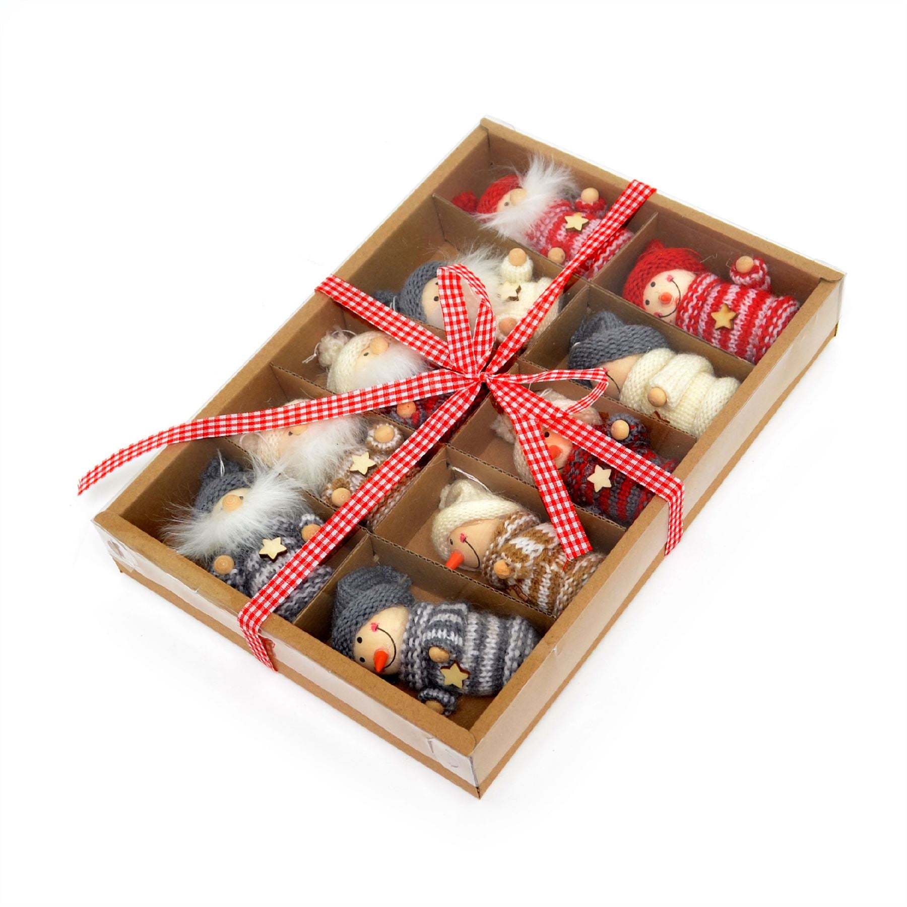 10 Teddy Christmas Tree Hanging Decorations Handmade Gift Box Set