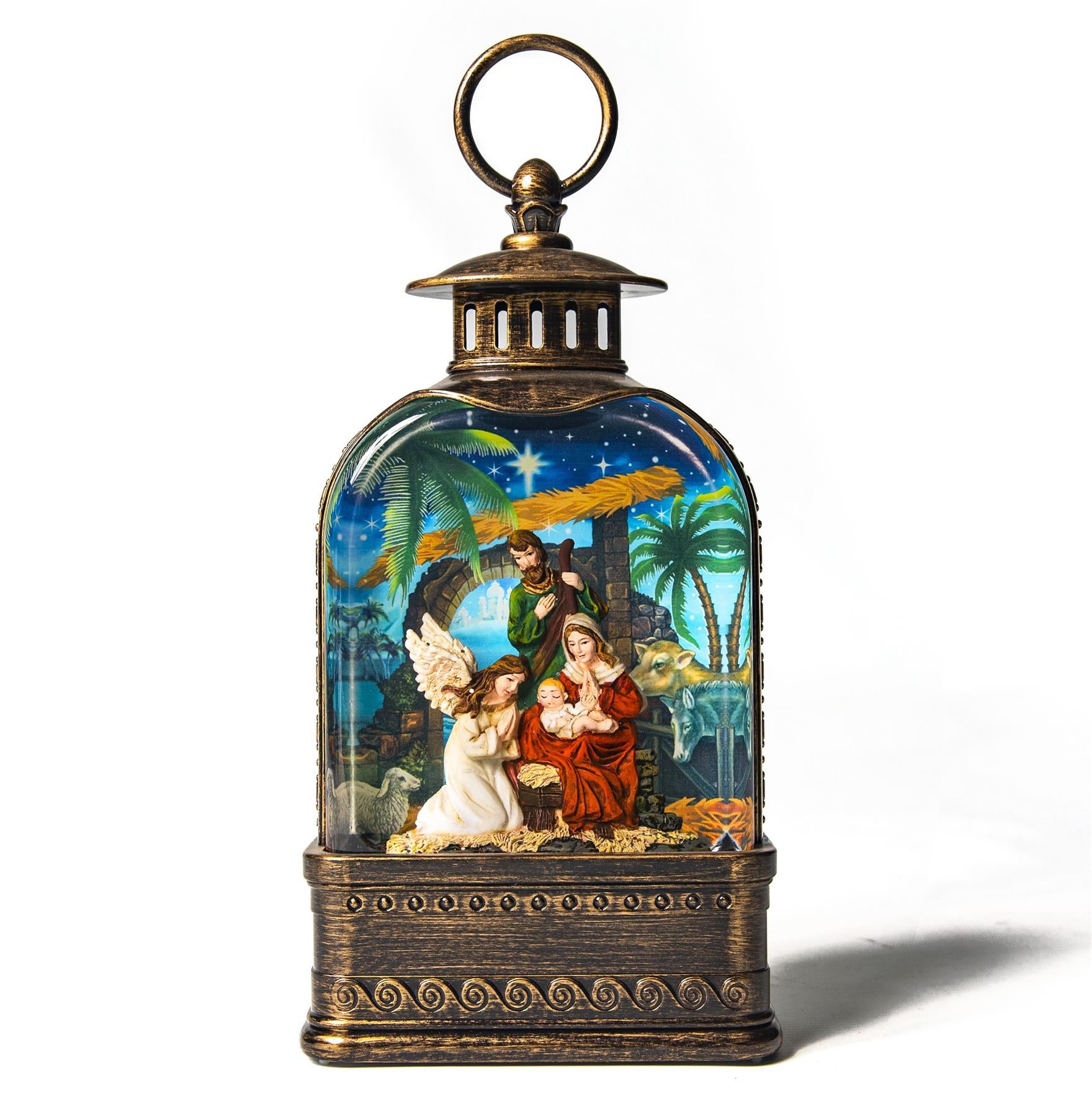 Christmas Nativity Scene Snow Globe Lantern 24X12.8X7Cm