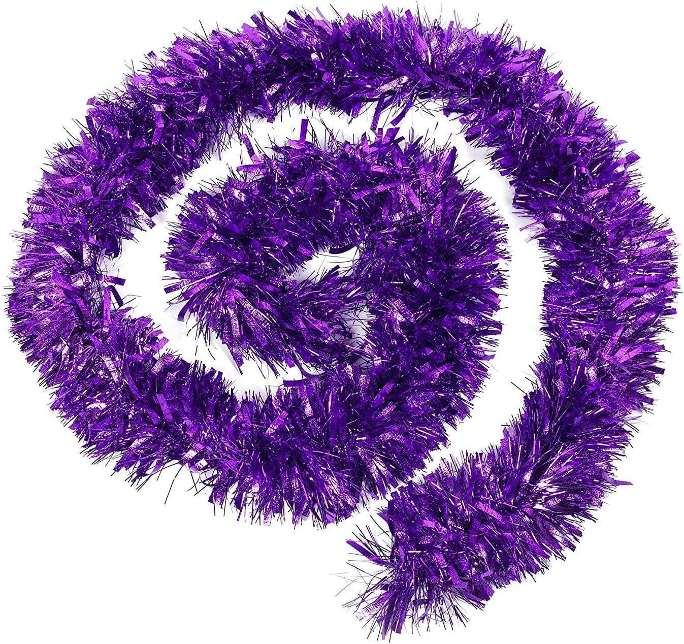 8Pcs Purple Tinsel Tree Decoration 1.8M