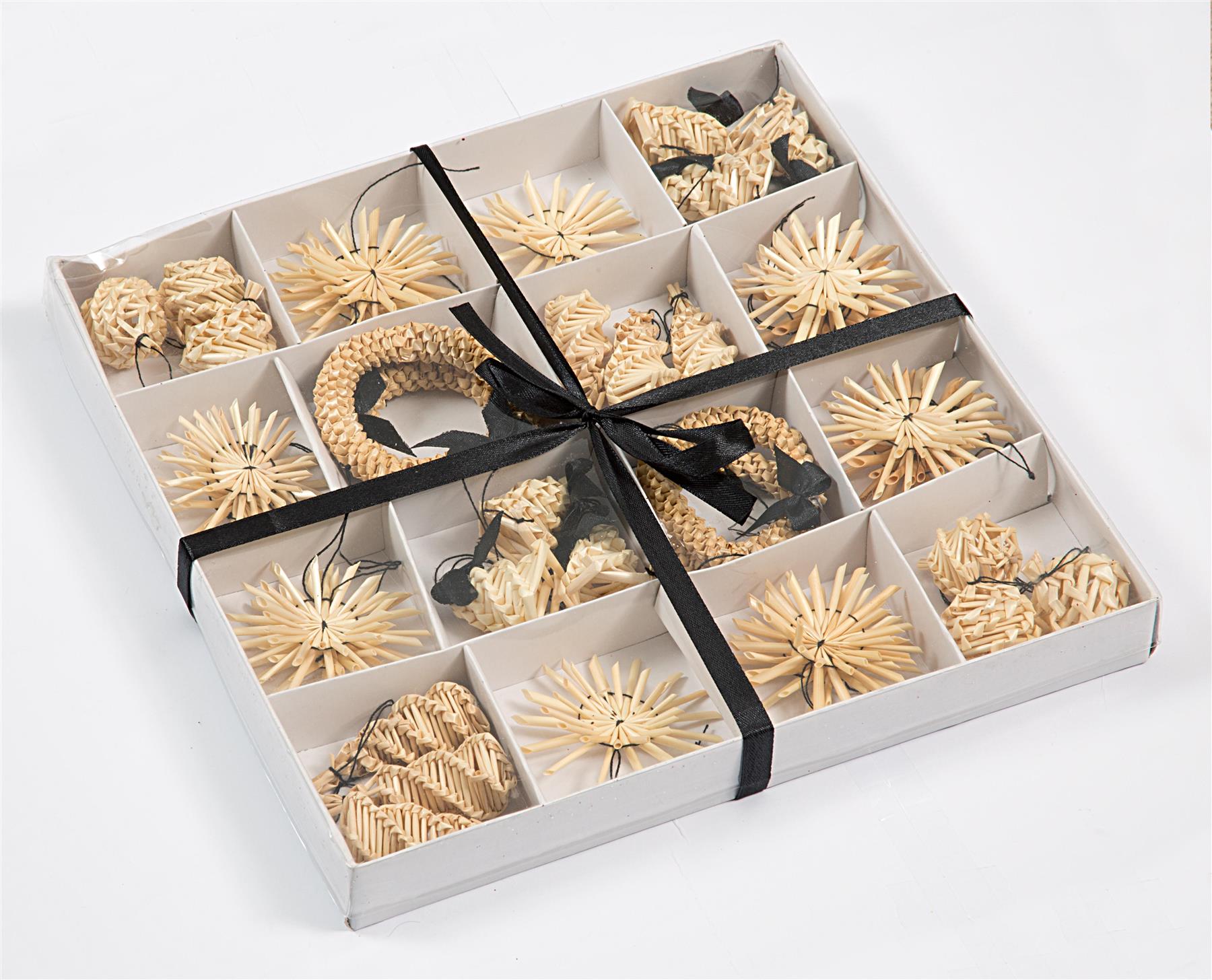 36Pcs Hand Crafted Christmas Tree Hanging Ornament Decorations Wheat Straw Xmas Home Decor