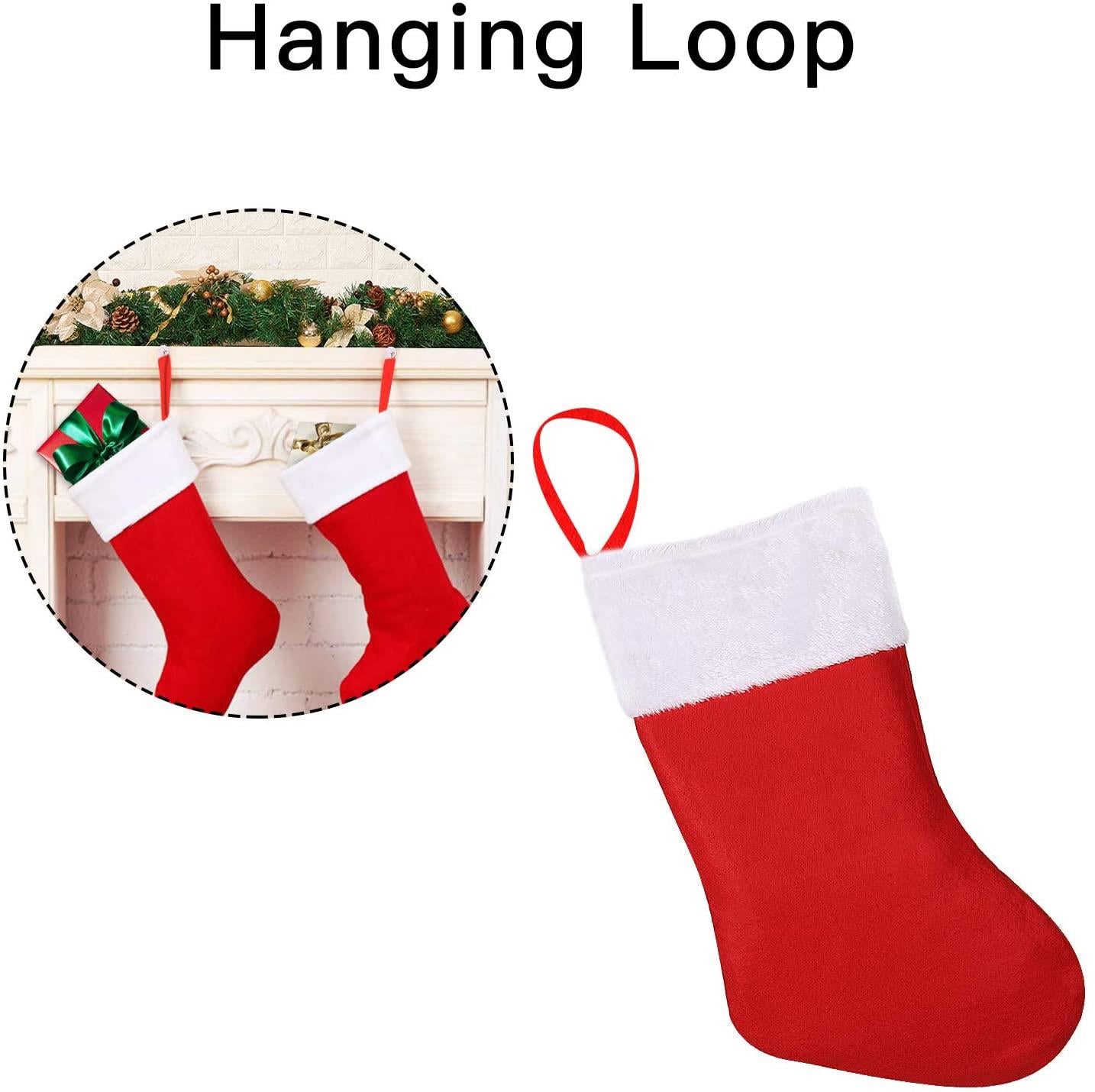 Christmas Santa Stocking Red Felt Hanging Sack Xmas Gift Present Bag Traditional