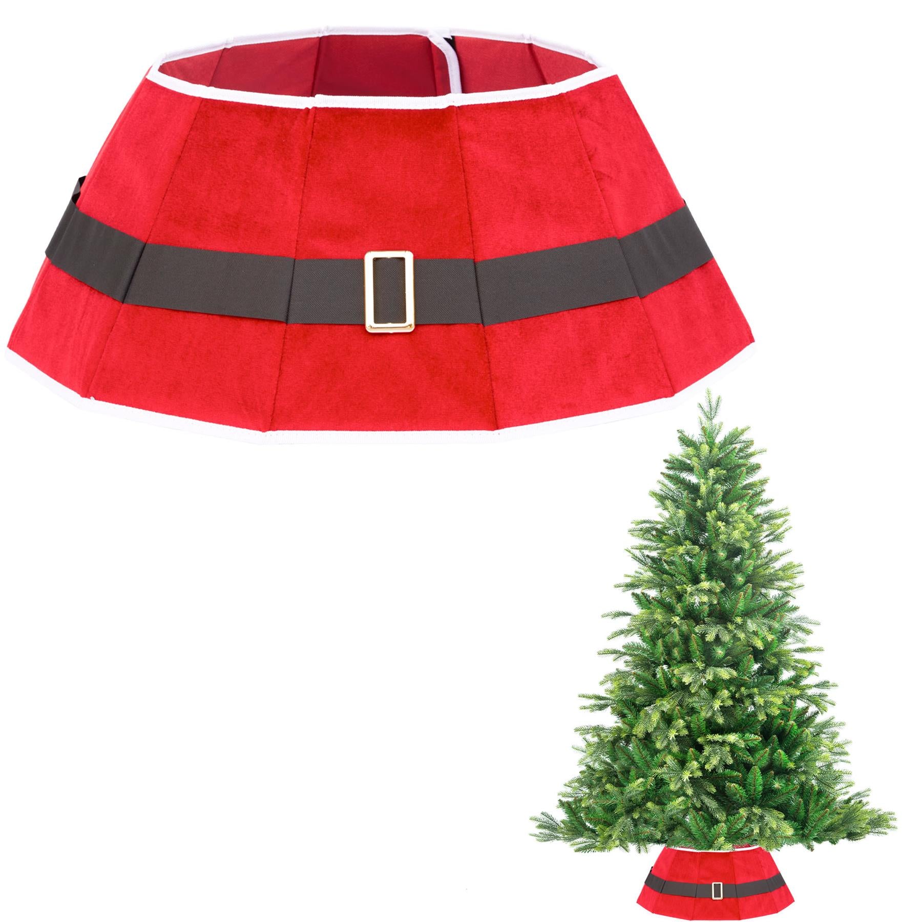 Santa Diomand Shape Christmas Collar Fabric - Size: Bottom Dia 26.8Inch, Top Dia 17.3Inch,Height 9.8Inch