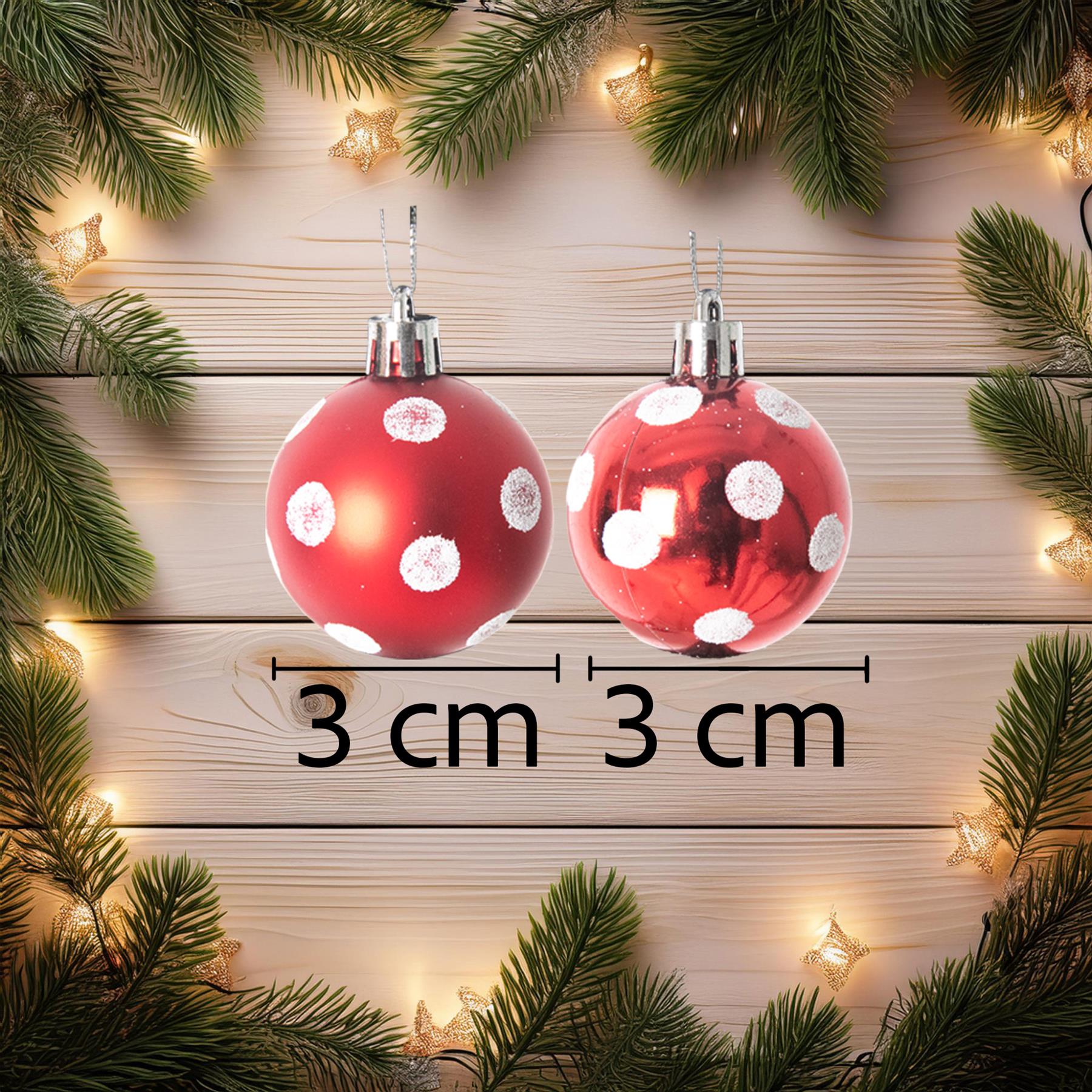 Baubles Red White Polka Dots 3Cm 12Pcs Set Pvc
