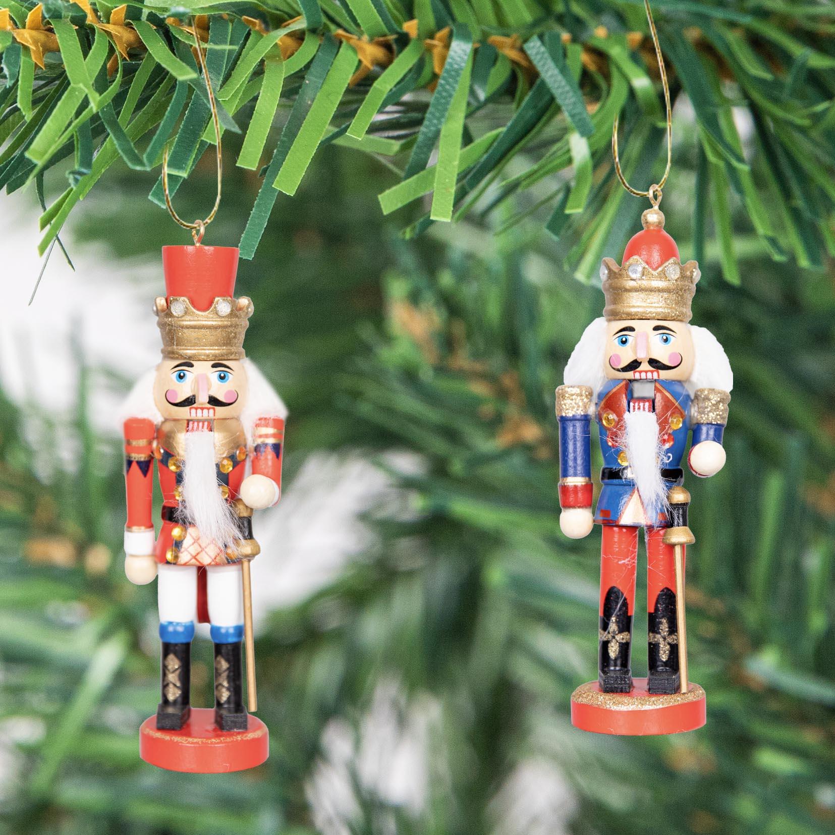 Wooden Nutcrackers Figures Christmas Ornament 4Pcs Set 13Cm