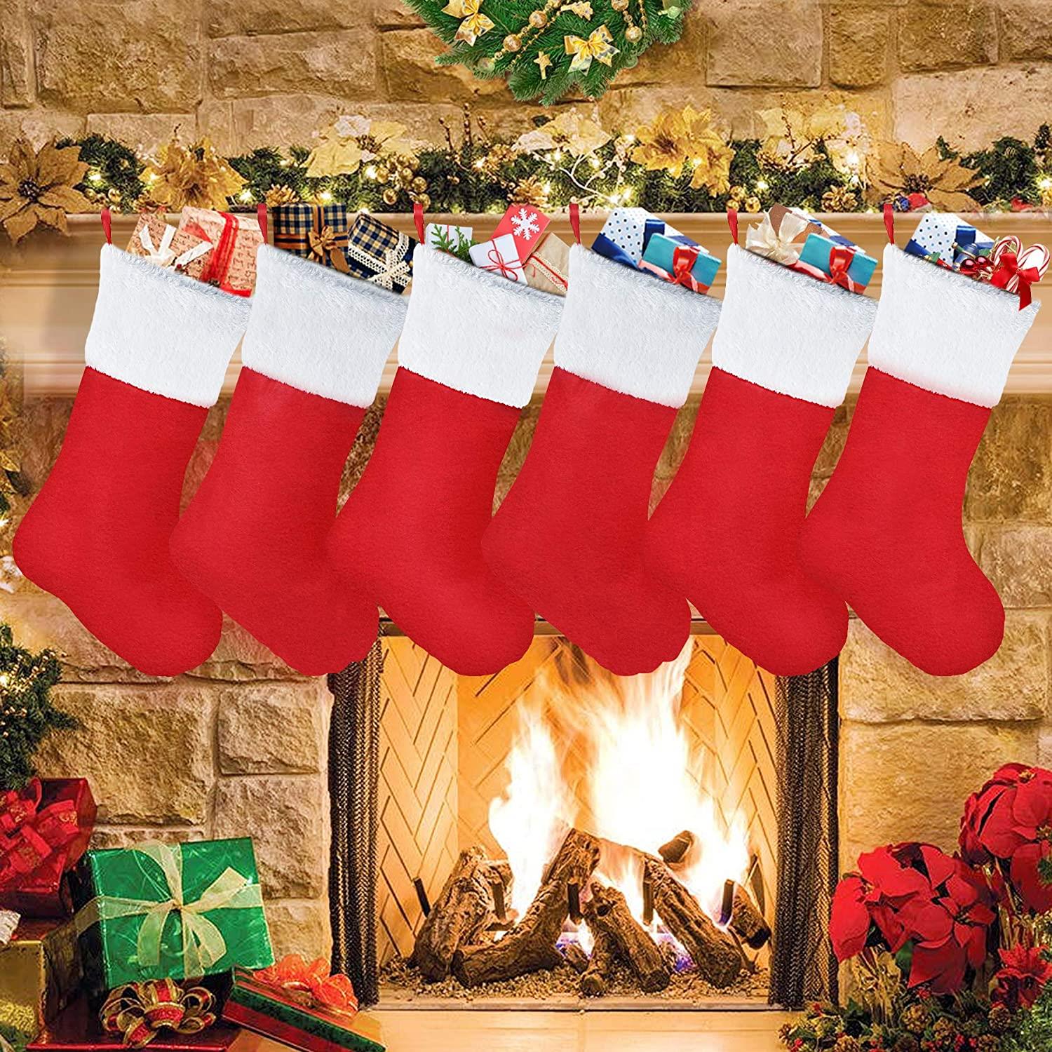 Christmas Santa Stocking Red Felt Hanging Sack Xmas Gift Present Bag Traditional