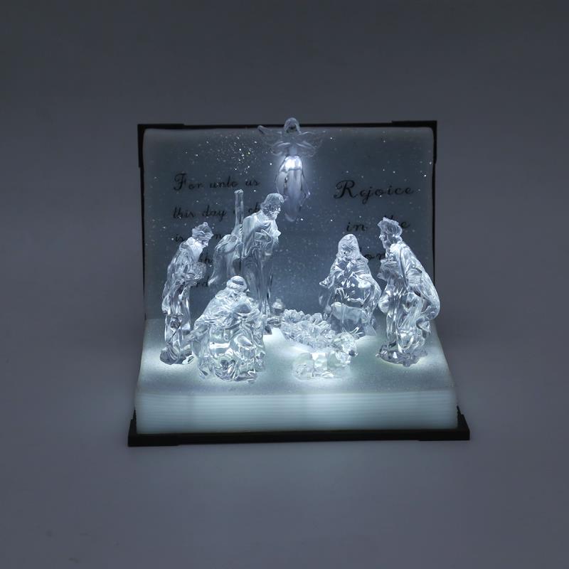 Musical 3D Open Book Nativity Scene Christmas Gift Crystal