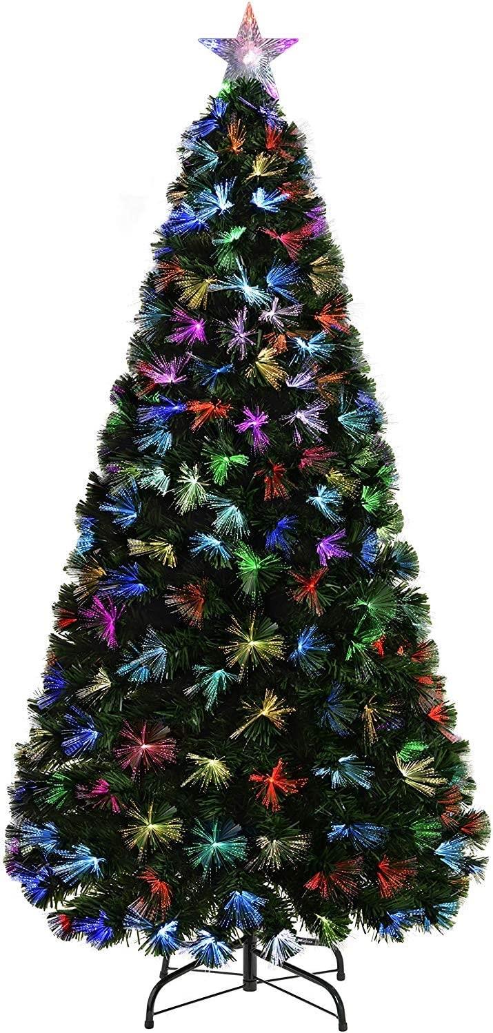 3FT Pre-Lit Christmas Tree Green Fiber Optic LED Lights Xmas Home Holiday Decor