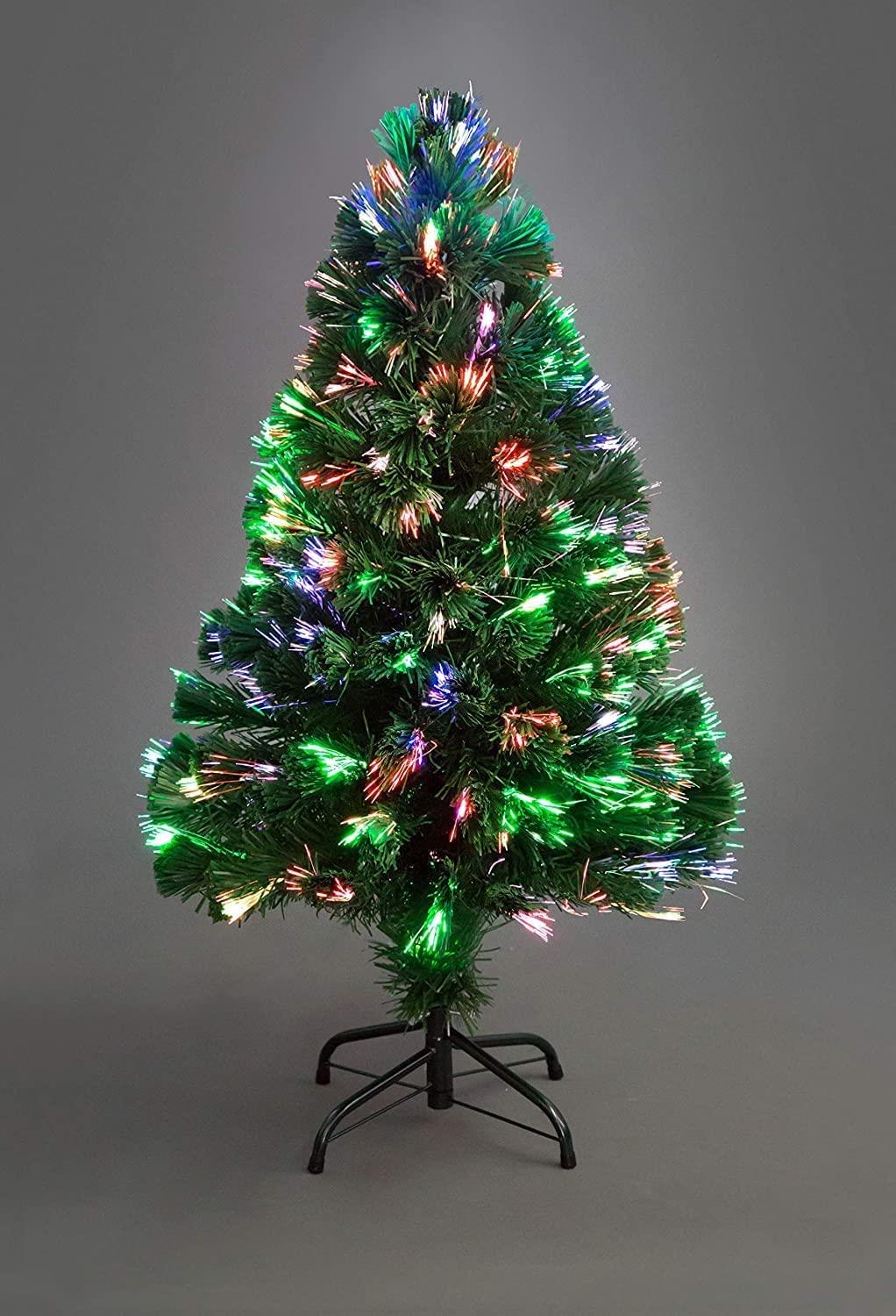 3FT Pre-Lit Christmas Tree Green Fiber Optic LED Lights Xmas Home Holiday Decor