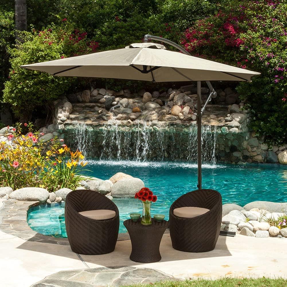 3m Garden Parasol Hanging Cantilever Umbrella Beige