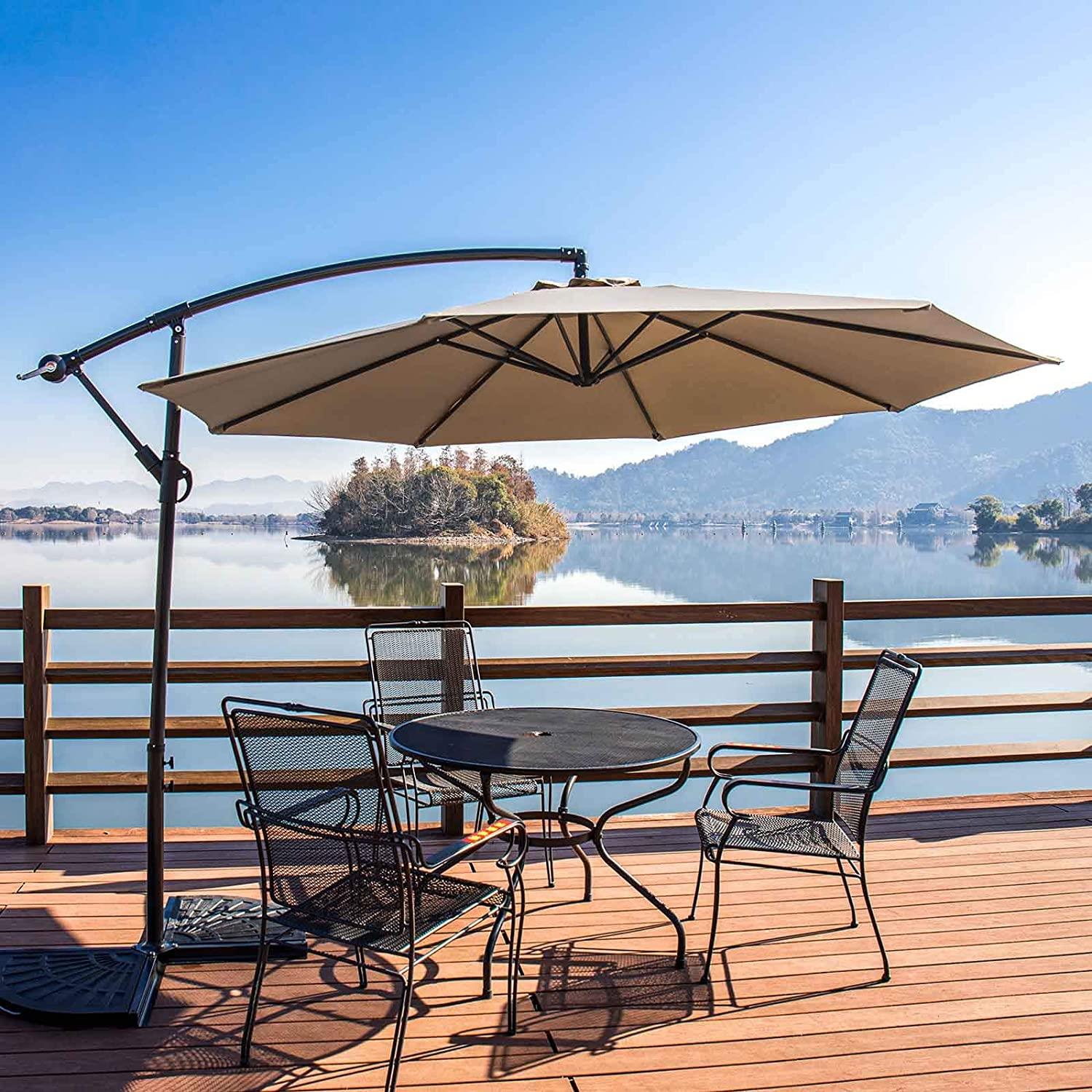 3m Garden Parasol Hanging Cantilever Umbrella Beige