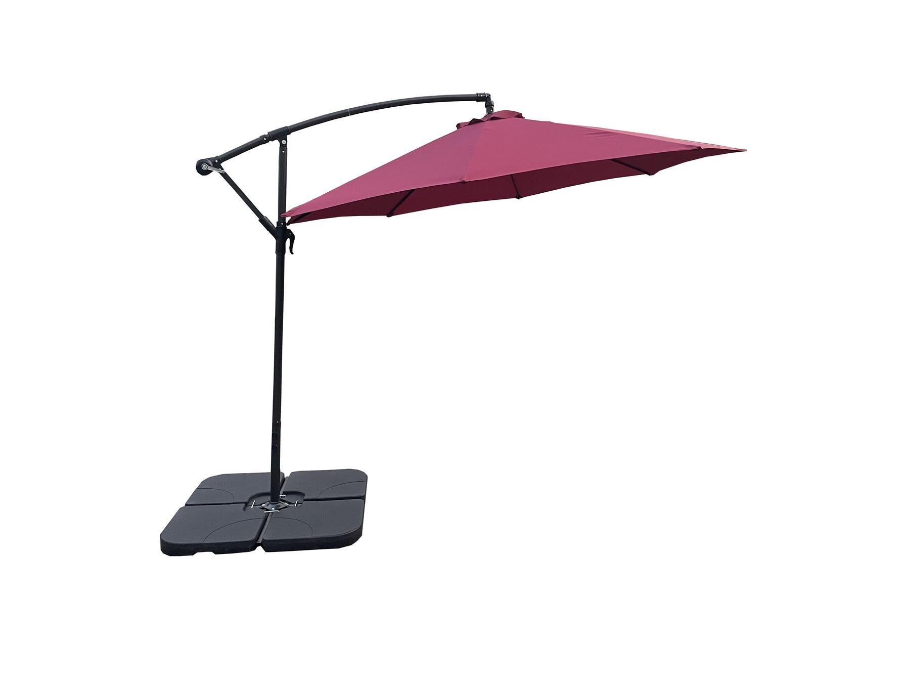 3m Garden Parasol Hanging Cantilever Umbrella Burgundy