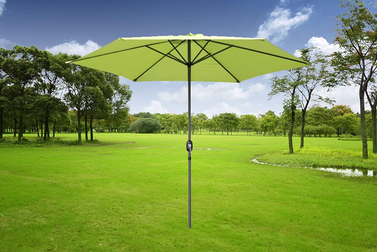 3m Garden Parasol Umbrella Tilting with Crank Handle Lime