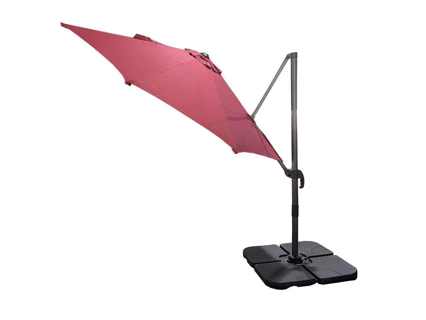 3m Patio Offset Parasol Cantilever Umbrella 360° Rotation Burgundy