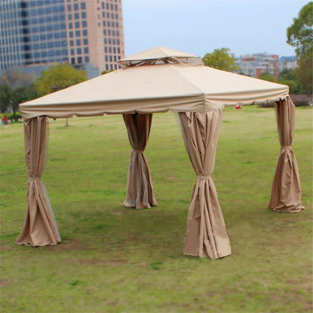 3x4x2.75m Khaki Gazebo with Nets Aluminium Frame and Powder coated Steel Roof