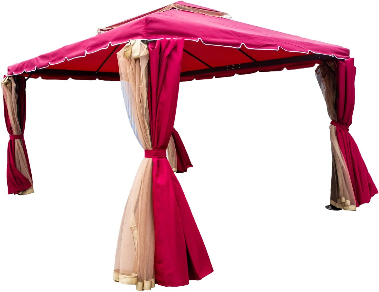 3x4x2.75m Red Gazebo with Nets Aluminium Frame and Powder coated Steel Roof