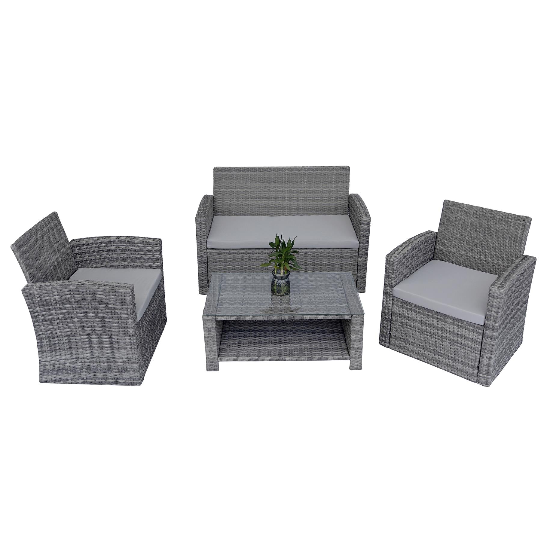 4 Seater Rattan Garden Furniture Set 4Pcs Patio Set 4 Seater Rattan Garden Furniture Set 4Pcs Patio Set
