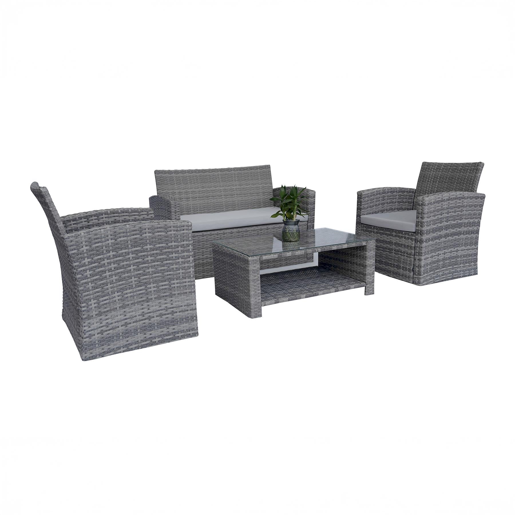 4 Seater Rattan Garden Furniture Set 4Pcs Patio Set